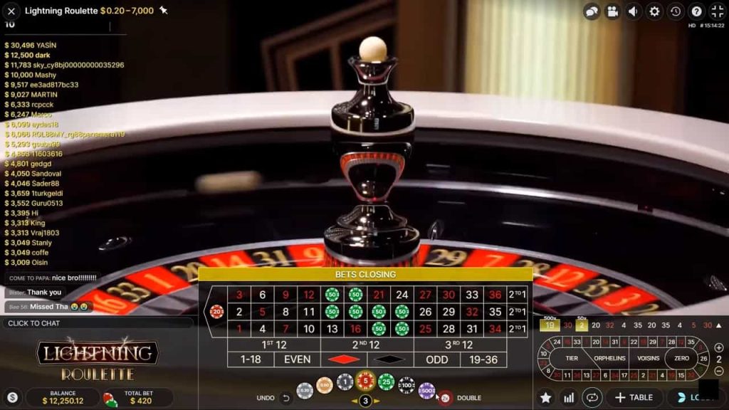 lightning roulette spinning gameplay